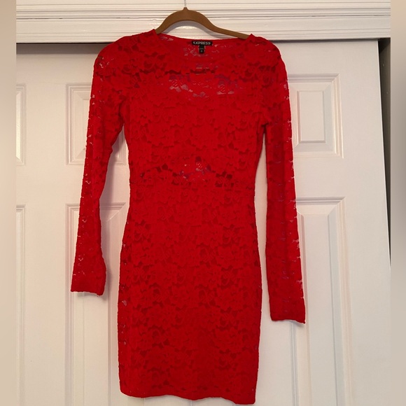 Express Red lace cut out dress - Picture 3 of 6